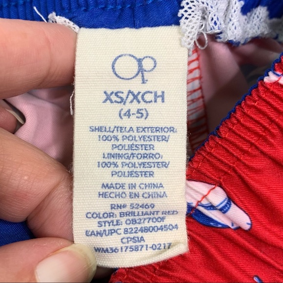 Boy’s OP Shark 🦈 Swim Trunks Red & Blue - Picture 3 of 5